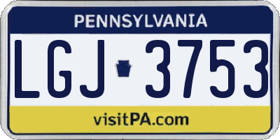 PA license plate LGJ3753