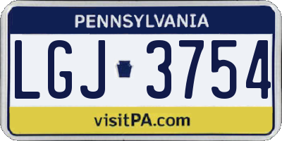 PA license plate LGJ3754