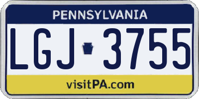 PA license plate LGJ3755