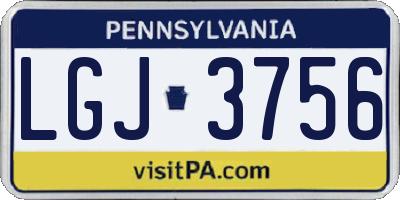 PA license plate LGJ3756