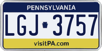 PA license plate LGJ3757