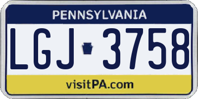 PA license plate LGJ3758