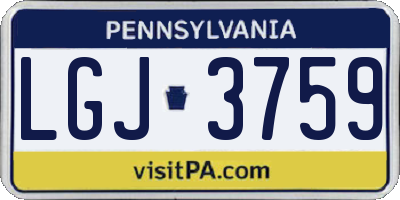 PA license plate LGJ3759