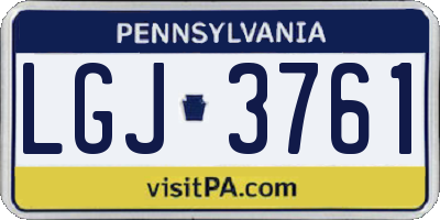 PA license plate LGJ3761