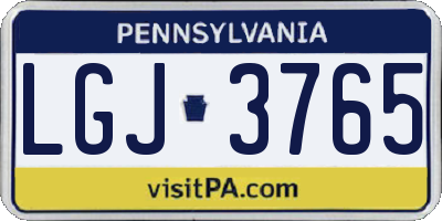 PA license plate LGJ3765