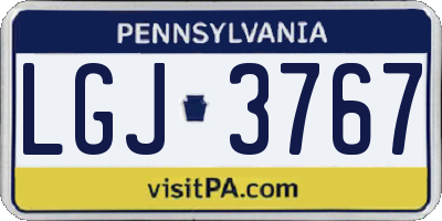 PA license plate LGJ3767