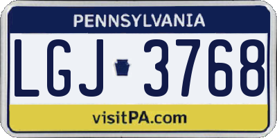PA license plate LGJ3768