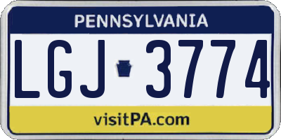 PA license plate LGJ3774