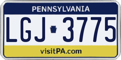 PA license plate LGJ3775