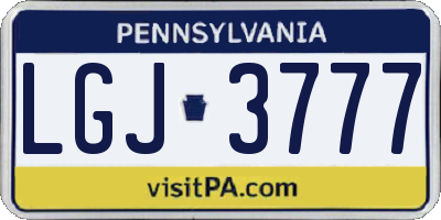 PA license plate LGJ3777
