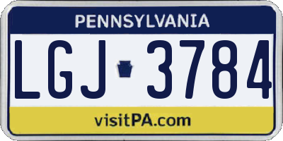 PA license plate LGJ3784