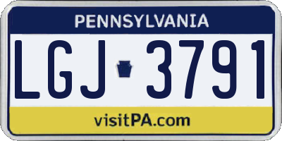 PA license plate LGJ3791