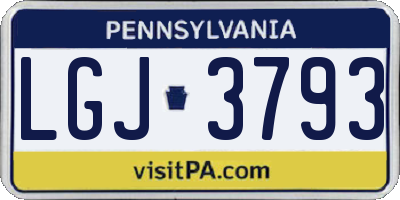 PA license plate LGJ3793