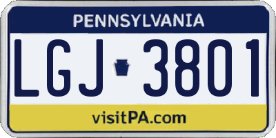 PA license plate LGJ3801