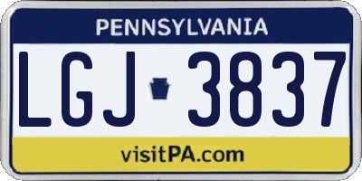 PA license plate LGJ3837
