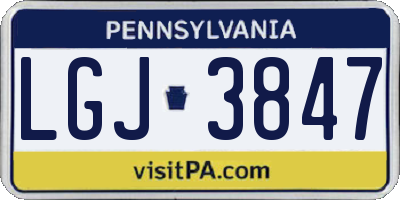 PA license plate LGJ3847