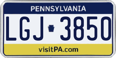 PA license plate LGJ3850