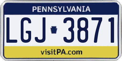 PA license plate LGJ3871