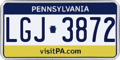 PA license plate LGJ3872