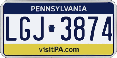 PA license plate LGJ3874