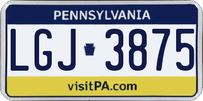 PA license plate LGJ3875