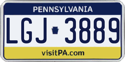 PA license plate LGJ3889