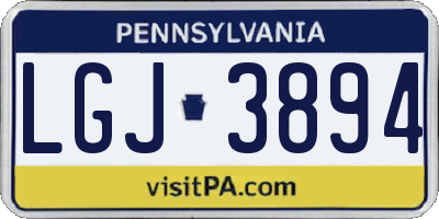 PA license plate LGJ3894