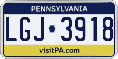 PA license plate LGJ3918
