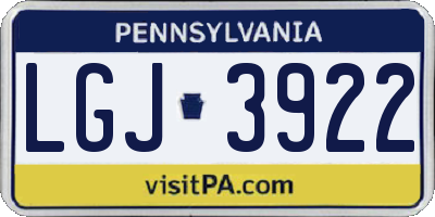 PA license plate LGJ3922