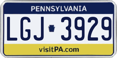 PA license plate LGJ3929