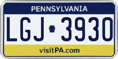 PA license plate LGJ3930