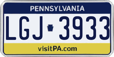 PA license plate LGJ3933