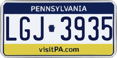 PA license plate LGJ3935