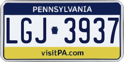 PA license plate LGJ3937