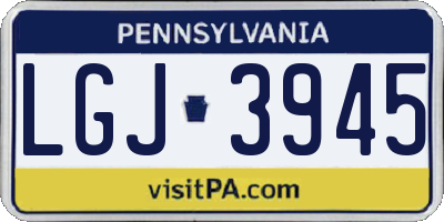 PA license plate LGJ3945