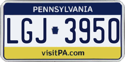 PA license plate LGJ3950