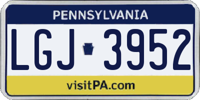 PA license plate LGJ3952