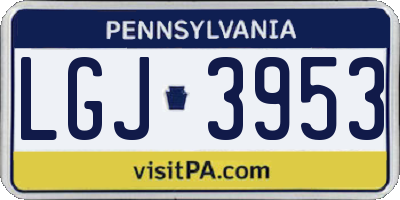 PA license plate LGJ3953
