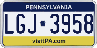 PA license plate LGJ3958