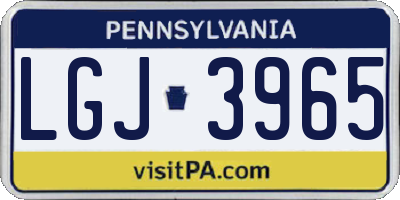PA license plate LGJ3965