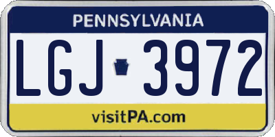 PA license plate LGJ3972
