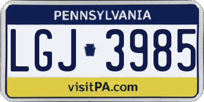 PA license plate LGJ3985