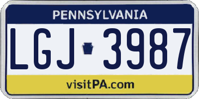 PA license plate LGJ3987