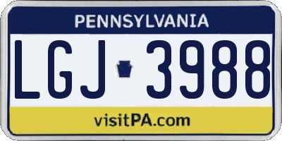 PA license plate LGJ3988