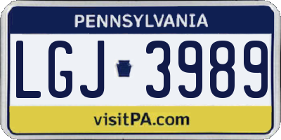 PA license plate LGJ3989