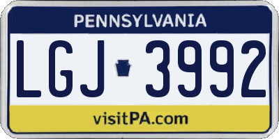 PA license plate LGJ3992