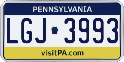 PA license plate LGJ3993