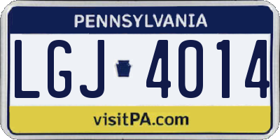 PA license plate LGJ4014