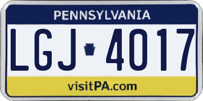 PA license plate LGJ4017