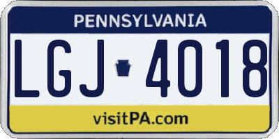 PA license plate LGJ4018